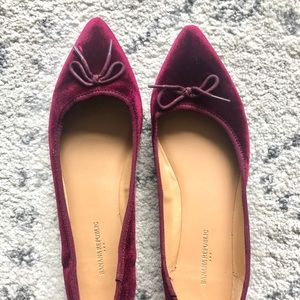 Burgundy velvet flats